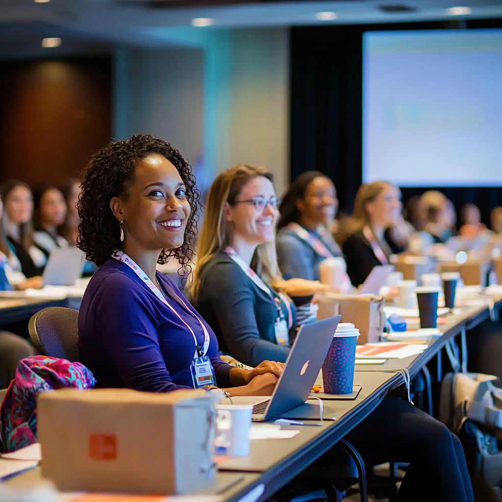 Medical professionals having a discussion at a conference